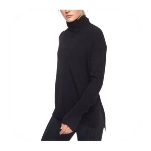 Athleta S black extra fine merino wool Transit turtleneck